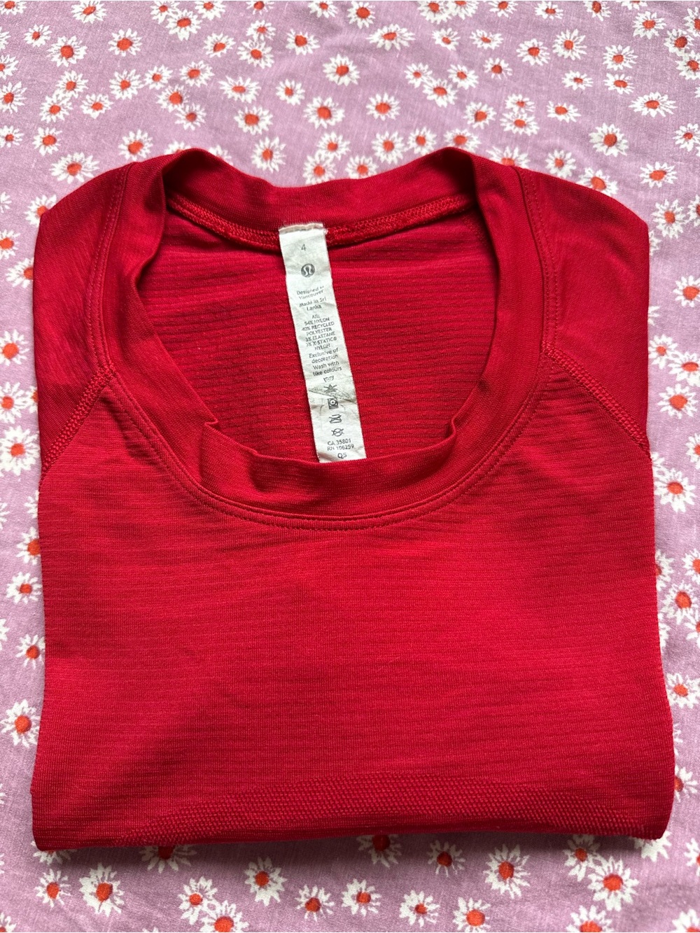 lululemon athletica Red Long Sleeve Performance Tee